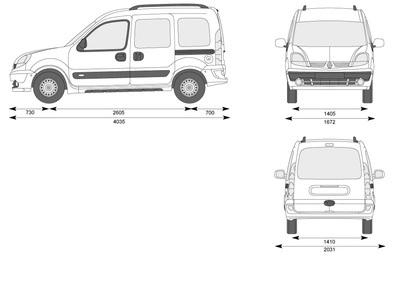 Szkic techniczny Renault Kangoo I Minivan Facelifting 2003