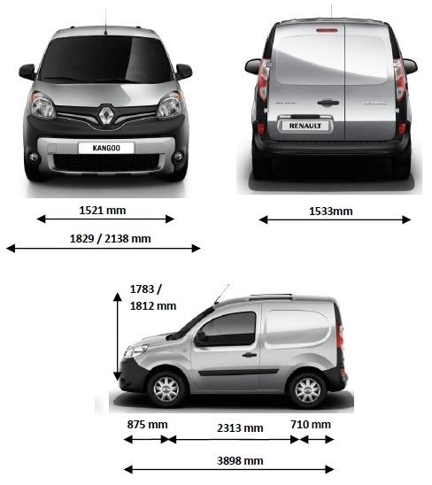 Szkic techniczny Renault Kangoo II Express Compact Facelifting 2013