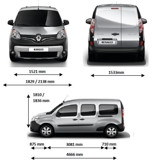 Szkic techniczny Renault Kangoo II Express Maxi Facelifting 2013