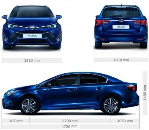 Szkic techniczny Toyota Avensis III Sedan Facelifting 2015