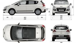 Peugeot 3008 HYbrid4 - szkic auta - wymiary