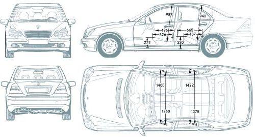 Szkic techniczny Mercedes Klasa C W203 Sedan W203 AMG