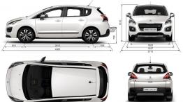 Peugeot 3008 HYbrid4 Facelifting (2014) - szkic auta - wymiary