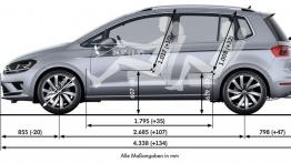 Volkswagen Golf VII Sportsvan (2014) - szkic auta - wymiary