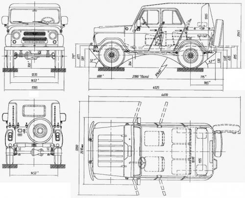 Szkic techniczny UAZ 469