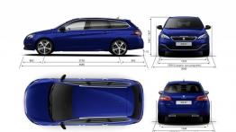 Peugeot 308 II SW GT (2015) - szkic auta - wymiary