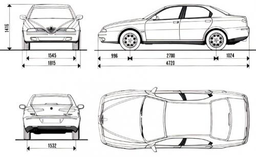 Szkic techniczny Alfa Romeo 166 I