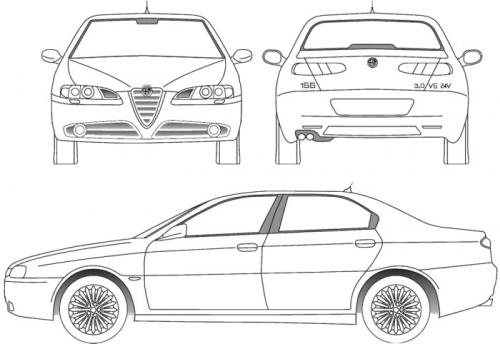 Szkic techniczny Alfa Romeo 166 III