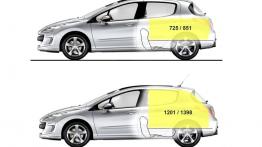 Peugeot 308 5d 2007 - szkic auta - wymiary