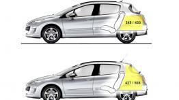 Peugeot 308 5d 2007 - szkic auta - wymiary