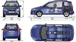 Skoda Roomster 2007 - szkic auta - wymiary