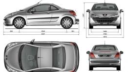 Peugeot 207 CC 2007 - szkic auta - wymiary