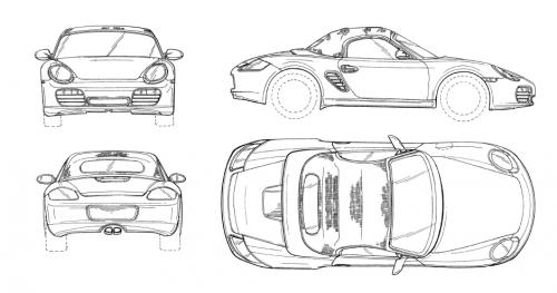 Szkic techniczny Porsche Boxster 987
