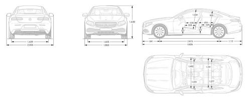 Szkic techniczny Mercedes Klasa E W213 Coupe