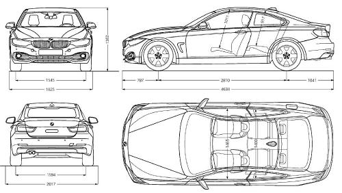 Szkic techniczny BMW Seria 4 F32-33-36 Coupe
