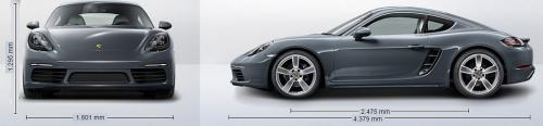 Szkic techniczny Porsche Cayman 718 Coupe