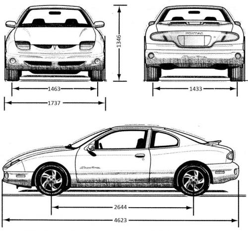 Szkic techniczny Pontiac Sunfire Coupe