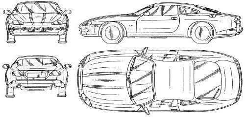 Szkic techniczny Jaguar XK8 I Coupe