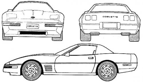 Szkic techniczny Chevrolet Corvette C4 Coupe