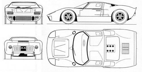 Szkic techniczny Ford GT GT40 Coupe