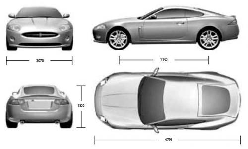 Szkic techniczny Jaguar XK II Coupe