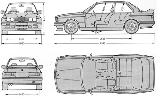 Szkic techniczny BMW Seria 3 E30 M3 Coupe