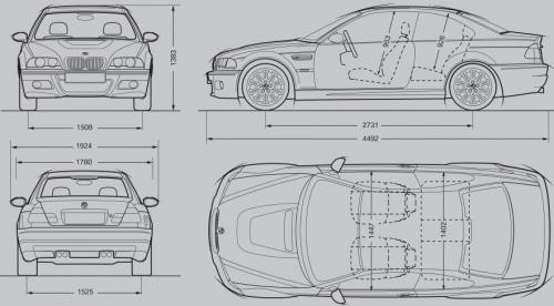 Szkic techniczny BMW Seria 3 E46 M3 Coupe
