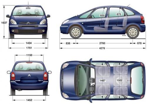 Szkic techniczny Citroen Xsara Picasso