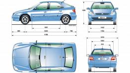Citroen Xsara II Hatchback - szkic auta - wymiary
