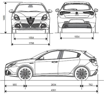 Szkic techniczny Alfa Romeo Giulietta Nuova II Hatchback 5d