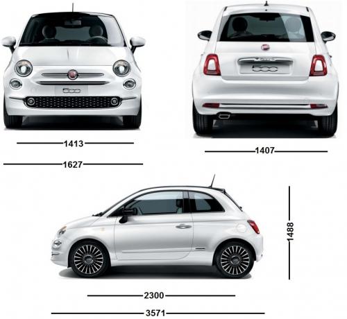 Szkic techniczny Fiat 500 II Seria 4