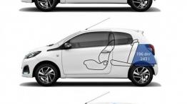 Peugeot 108 (2014) - wersja 3-drzwiowa - szkic auta - wymiary