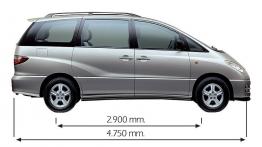 Toyota Previa - szkic auta - wymiary