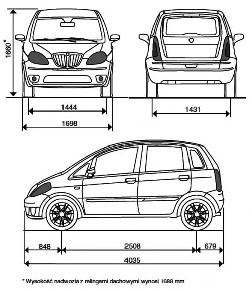 Szkic techniczny Lancia Musa Mikrovan Seria 2