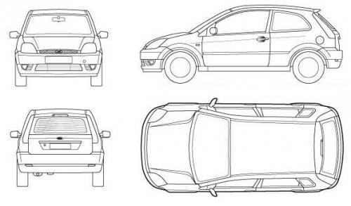 Szkic techniczny Ford Fiesta V