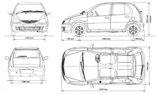 Szkic techniczny TATA Indica I
