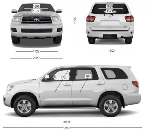 Szkic techniczny Toyota Sequoia II