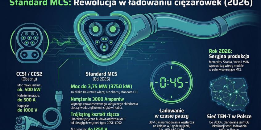Standard ładowania MCS (Megawatt Charging System) – czy 2026 to rok, w którym ładowanie trwa tyle, co tankowanie?