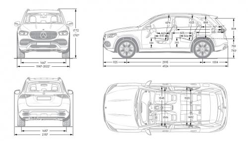 Szkic techniczny Mercedes GLE V167 SUV AMG