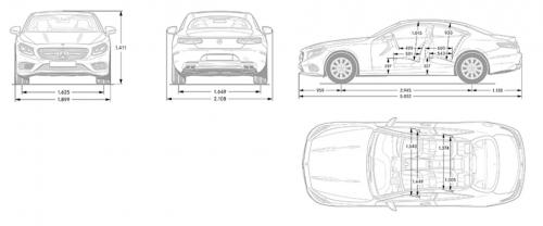 Szkic techniczny Mercedes Klasa S W222 Coupe Facelifting AMG