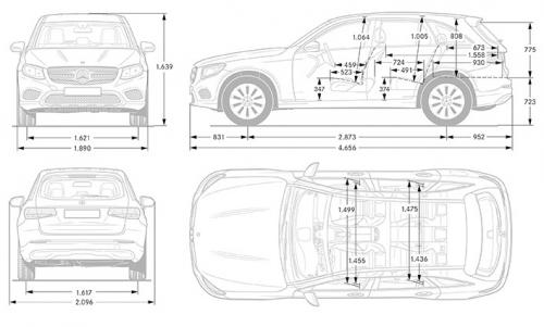 Szkic techniczny Mercedes GLC C253 SUV AMG