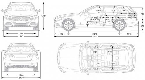 Szkic techniczny Mercedes Klasa C W205 Kombi AMG