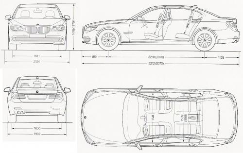 Szkic techniczny BMW Seria 7 F01 Sedan L