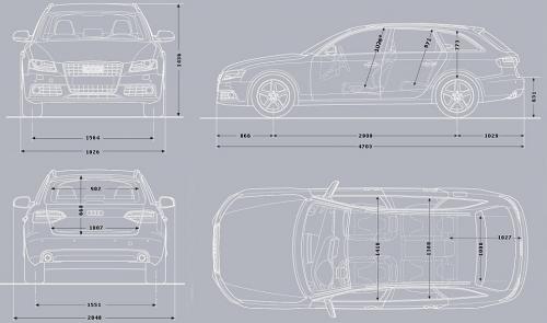 Szkic techniczny Audi A4 B8 Avant
