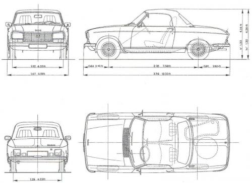 Szkic techniczny Peugeot 304 Cabrio
