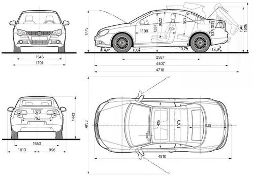 Szkic techniczny Volkswagen EOS Coupe Cabrio