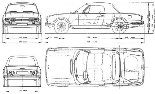 Szkic techniczny Peugeot 504 Cabrio