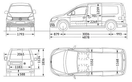Szkic techniczny Volkswagen Caddy IV Caddy ALLTRACK