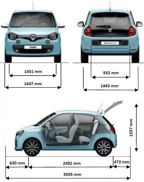 Szkic techniczny Renault Twingo III Hatchback