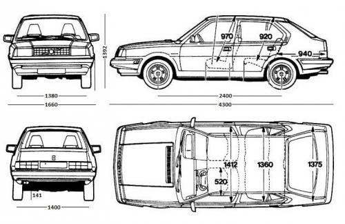 Szkic techniczny Volvo 360 Hatchback